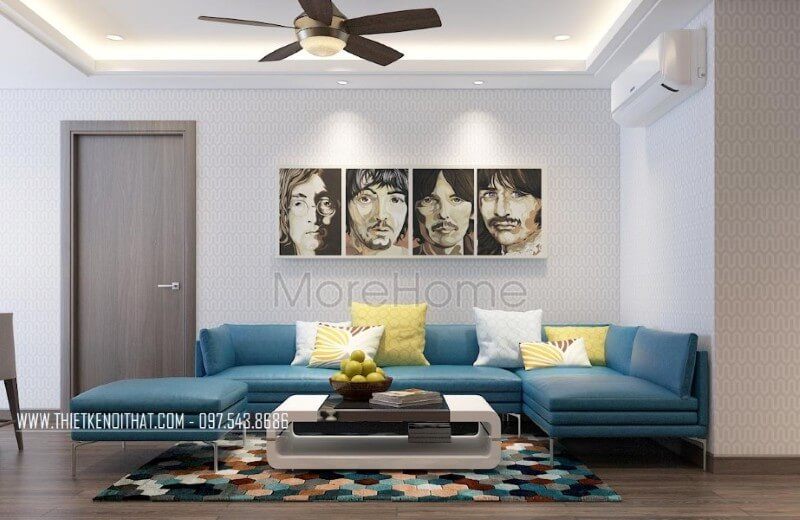 Sofa bọc da hiện đại đã góp phần tạo nên một không gian trang trí phòng khách chung cư ấn tượng.